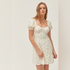 Urban Outfitters Cream Floral Midi Dress